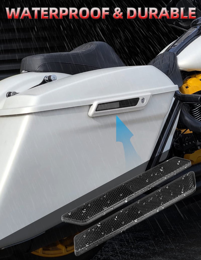 Amazicha Black Reflectors Hard Saddle Bag Latch Cover Reflectors Compatible for Harley Touring Street Glide Electra Glide Road Glide Road King 2014-2024 - Image 3